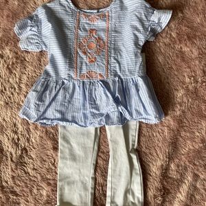 Embroidered Peplum Top with white pants